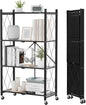 ALANNG Storage Shelves with Wheels, Bookshelf with Storage, No Assembly Metal Rack Cart for Kitchen, Office, Laundry, Garage (4 Tier, Black)