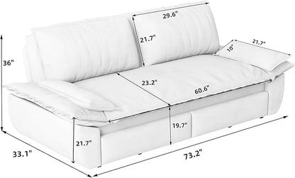 ERYE 73.2" Queen Size Sleeper Sofabed Modern 3 in 1 Convertible Loveseat Sofa&Couch, Velvet Upholstered Love Seat Sofa with Pull Out Sleep Couch Bed and W/Pillows Armrests for Home Apartment RV