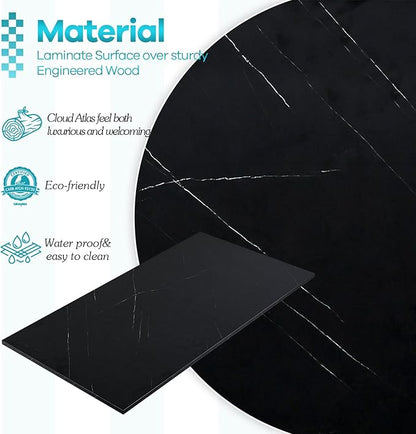 Kaboon Universal Tabletop 55"x20", Solid One-Piece Melamine Table Top, Double Desk L-Desk DIY, Home and Office,Cloud Atlas/Black Marble