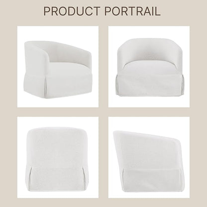 Swivel Accent Chair, 360 Degree Performance Fabric Armchair Modern Barrel Chairs Armchair for Living Room Bedroom Home and Office,Cream White