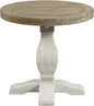 Napa Solid Wood Farmhouse Rustic Reclaimed Natural and White Stain Round End Side Accent Living Room Table, Nightstand Bedside 26" W x 26" D x 25" H