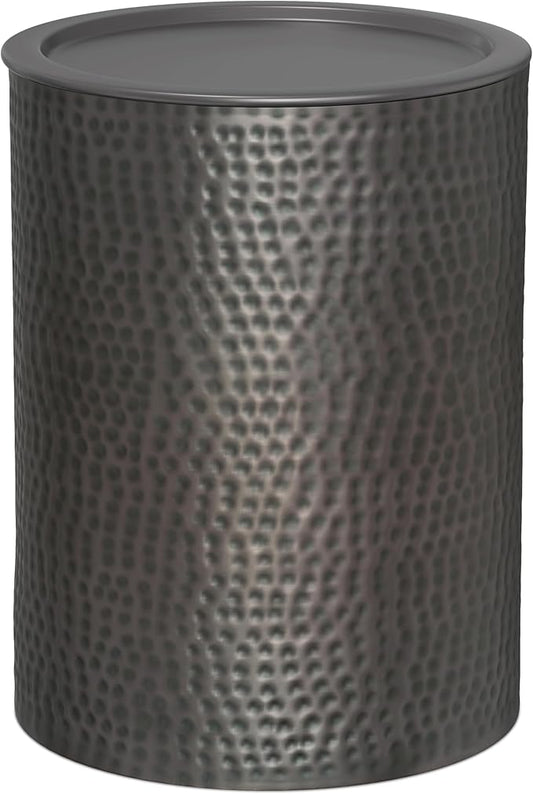 SIMPLIHOME Corbin 16 inch Wide Metal Side Table in Hammered Antique Copper, Round Drum Design End Table for Living Room, Family Room, or Entryway, Industrial Style, Assembled