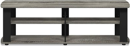 FURINNO Nelly Entertainment Center TV Stand, Short 43.3"(W) x13.4(H) x13.1(D), French Oak Grey/Black
