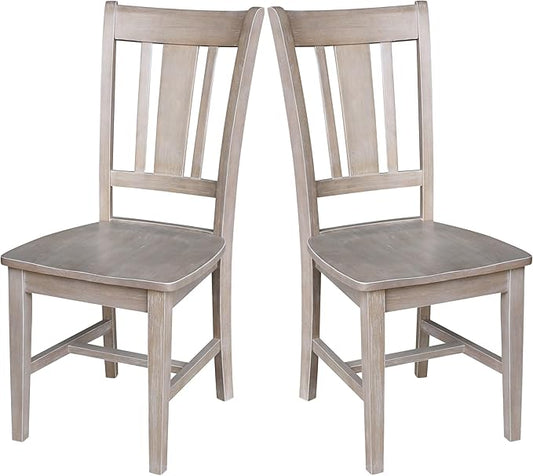 International Concepts Set of Two San Remo Splatback Chairs, Washed Gray Taupe