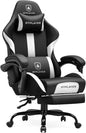 GTRACING Gaming Chair with Foot Rest & Pocket Spring Cushion, Ergonomic High Back Computer Chair with Headrest & 360°-Swivel Seat for Home Office Desk, PU Leather, White/Black