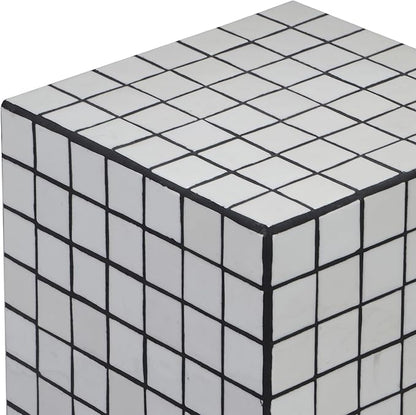 JONATHAN Y END2000G Callista 18" Modern Bohemian Ceramic Tiled Rectangle End Table, Side Table, Accent Table for Living Room, Bedroom, White/Black