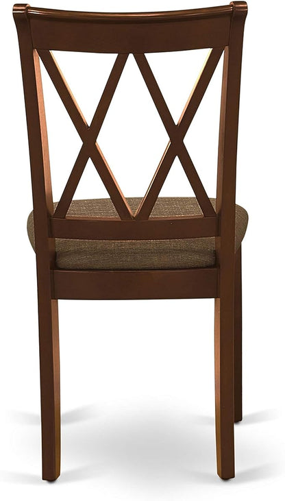 East West Furniture DUCL5-MAH-C 5 Piece Kitchen Table Set for 4 Includes a Rectangle Dining Table and 4 Linen Fabric Dining Room Chairs, 36x60 Inch, Mahogany