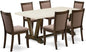 East West Furniture V727MZ748-7 7 Piece Dining Table Set Consist of a Rectangle Dining Room Table with V-Legs and 6 Coffee Linen Fabric Parsons Chairs, 40x72 Inch, Multi-Color