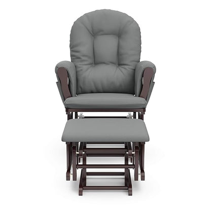 Storkcraft Premium Hoop Glider & Ottoman (Espresso/Gray) — GREENGUARD Gold Certified Nursery Glider, Solid Wood Craftsmanship, Smooth-Gliding Nursery Chair and Ottoman, Award-Winning