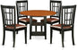 East West Furniture SUNI5-BCH-LC 5 Piece Dining Table Set for 4 Includes a Round Kitchen Table with Dropleaf & Shelves and 4 Faux Leather Kitchen Dining Chairs, 42x42 Inch, Black & Cherry