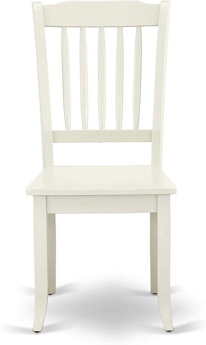 East West Furniture SUDA3-LWH-W 3 Piece Dining Room Table Set Contains a Round Dining Table with Dropleaf & Shelves and 2 Wood Seat Chairs, 42x42 Inch, Linen White