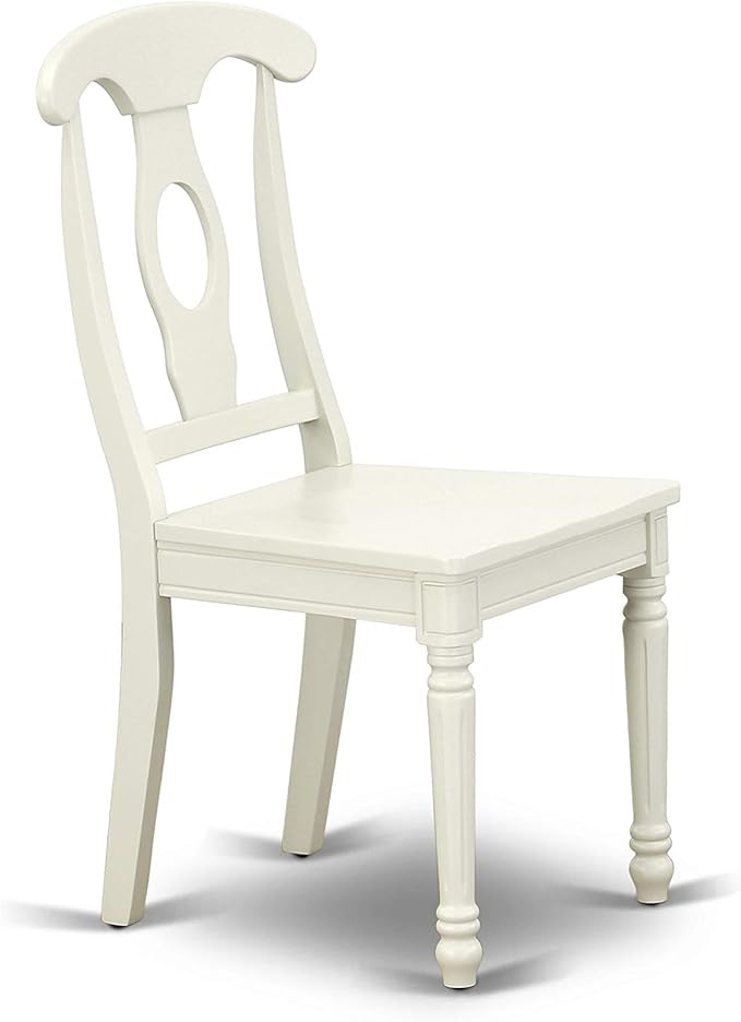 East West Furniture VAKE7-LWH-W 7 Piece Dining Set Consist of an Oval Dining Table with Butterfly Leaf and 6 Kitchen Chairs, 40x76 Inch, Linen White