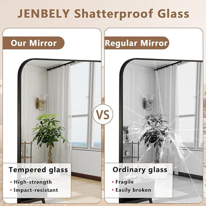 Matte Black Mirror, 20"x28" Rectangle Bathroom Mirror, Metal Frame Rectangle Corner Vanity Mirror, Wall Mounted Mirror for Modern, Living Room, Bedroom, Horizontal Or Vertical
