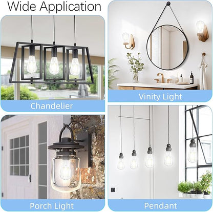 Edison Bulbs 60 watt Equivalent LED, E26 Bulb Dimmable, Cool White 4000K, ST58 Vintage Light Bulbs, 90+ CRI, 6W 600LM, E26 Medium Base, Clear Glass, 18 Pack