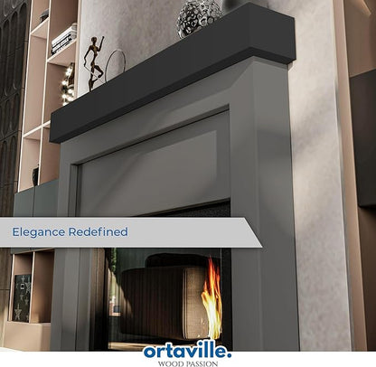 66" Floating Mantel Shelf - Modern White Fireplace Mantel with Matte Lacquer Finish for Living Room Elegance (66", Slate Grey)