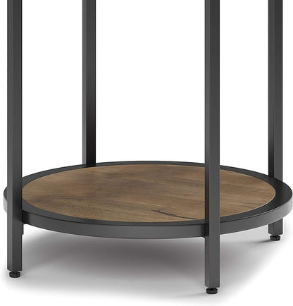 SIMPLIHOME Jenna Industrial 18 inch Wide Metal Round Accent Side Table in Warm Grey for the Living Room and Bedroom