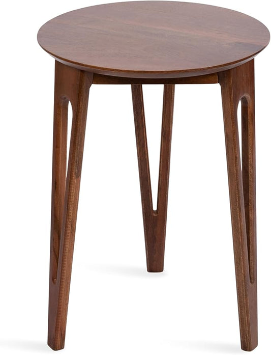 Kate and Laurel Kershaw Mid-Century Modern Round Side Table, 16 x 16 x 22, Walnut Brown, Transitional Circle Living Room End Table with Tapered Hairpin Legs for Use as Bedroom Nightstand Table