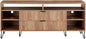 Manhattan Comfort Dumbo Mid Century Modern TV Stand for Televisions up to 60 Inches, Home Entertainment Center with Storage, 6 Shelves, 2 Drawers, No Tool Assembly, 63" Wide, Golden Brown