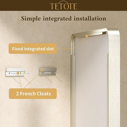 TETOTE 48 x 36 Inch Brushed Nickel Bathroom Mirror Metal Framed Bathroom Mirror, Tempered Glass, Modern Farmhouse Wall Mounted Mirror for Decorative(Horizontal/Vertical)