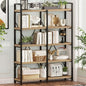 FATORRI Bookshelf, 5 Tier Industrial, Tall Etagere Bookcase, Rustic Wood and Metal Book Shelf with Large Open Shelving Unit for Home Office Living Room (Rustic Oak, 51 Inch Wide)