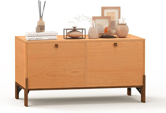 Sebastack Coffee Table, Expandable Entertainment Center and Media Console with Storage and Drawer,Wooden Furniture for Living Room, Bedroom，31 inch Width Basswood Color (1 pcs)