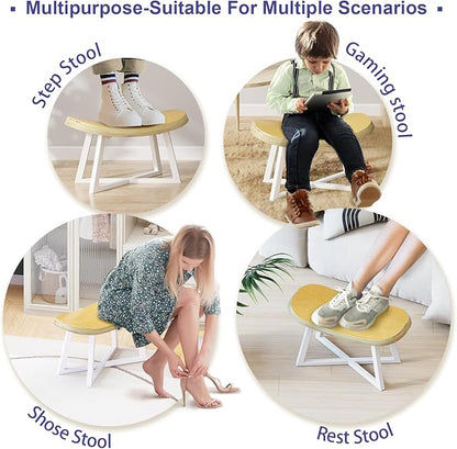 Wooden Step Stool，Foot Rest for Adult&Children,Short Stool for Under Desk, Small Bench for Living Room, Kitchen, Couch, Entryway