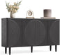 LITTLE TREE 59-Inch Buffet Cabinet Sideboard with Storage, Modern Sideboard Buffet Table with Doors for Living Room, Dining Room (Black)