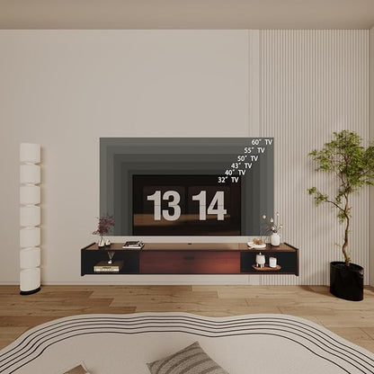 47'' Floating TV Stand,Wall Mounted TV Console,Floating TV Cabinet,Under TV Shelf for Bedroom Living Room(Walnut)