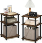 Furinno Just 3-Tier Turn-N-Tube End Table, 2-Pack, Amber Pine/Black