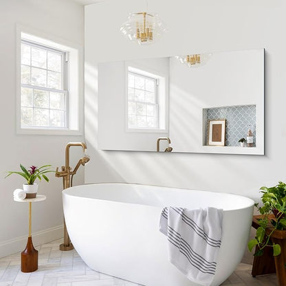 Frameless Mirror, 30x55 Inch Rectangle Bathroom Mirrors for Wall, Upgraded Shatterproof Large Vanity Mirror Over Sink with Polished Edge for Bathroom,Bedroom,Living Room and Entryway
