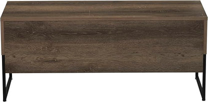 Household Essentials Wrap TV Stand with Rectangular Storage Compartment Ashwood Rustic Wood Grain and Black Metal