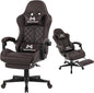 Gaming Chair, 400 lbs Adult Chair, High Back Computer Chair with Footrest and Linked Armrests, Office Video Game Chair with Lumbar Support (Brown)
