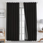 Joydeco Natural Linen Curtains 84 inch Length 2 Panels Set Burg 100% Blackout Patio Door Curtain Room Darkening Sliding Door Curtains Thermal Insulated Back tab Rod Pocket(105x84 inch, Black)