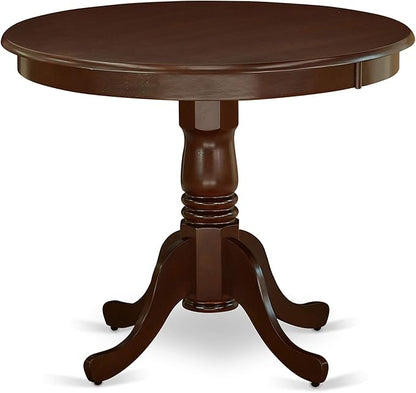 East West Furniture AANCA5-MAH-W 5 Piece Dining Room Table Set Includes a Round Kitchen Table with Pedestal and 4 Dining Chairs, 36x36 Inch, Mahogany