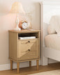 Nightstand, Boho Night Stand with 1 Drawer, Modern Side Accent Table with Open Shelf, Wooden Top Bedside End Table for Bedroom, Living Room, Natural