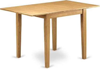 East West Furniture NDBO5-OAK-W 5 Piece Kitchen Table Set for 4 Includes a Rectangle Dining Room Table with Dropleaf and 4 Solid Wood Seat Chairs, 30x48 Inch, Oak