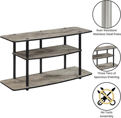 Convenience Concepts Designs2Go No Tools 3-Tier Wide TV Stand 42" - Entertainment Center for TVs up to 46 Inches, Modern TV Mount with Shelves for Living Room, Faux Birch/Black