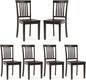 COLAMY Wooden Dining Chairs Set of 6, Solid Rubberwood Kitchen & Dining Room Chairs,Windsor Style Seating, Rustic Dining Table Chairs, Non-Slip Foot Pads, Farmhouse & Traditional Seating,Dark Brown