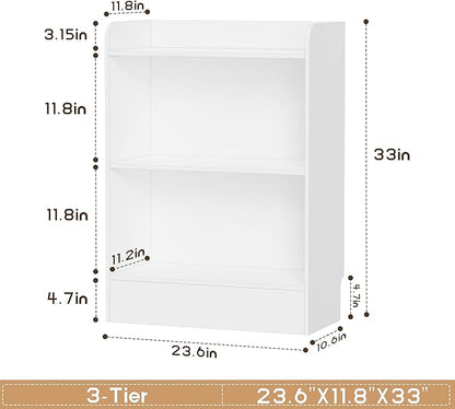 Lkeiyay Montessori Shelf,3-Shelf Toy Storage Organizer,Wooden Storage Cabinet for Kids Room, Nursery, Playroom Daycare Furniture (White