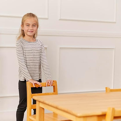 ECR4Kids Three Rung Ladderback Chair, 12in Seat Height, Classroom Seating, Honey, 2-Pack
