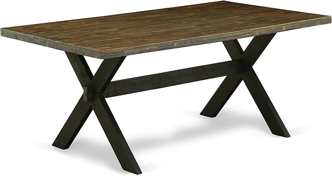 East West Furniture X677MZ650-6 6 Piece Kitchen Table Set Contains a Rectangle Dining Table and 4 Dark Gotham Grey Linen Fabric Parson Chairs with a Bench, 40x72 Inch, Multi-Color