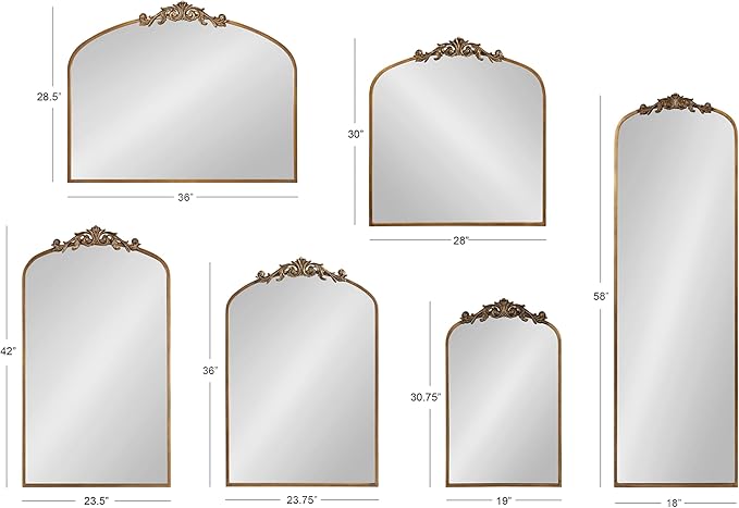 Kate and Laurel Arendahl Traditional Ornate Wall Mirror, 19 x 31, Antique Silver, Decorative Mirror with Baroque Inspired Detailing
