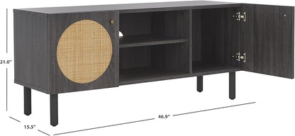 SAFAVIEH Home Collection Ophelia Distressed Black 2-Door 2-Shelf Entertainment Media Stand (Fits up to a 50" Flatscreen TV)