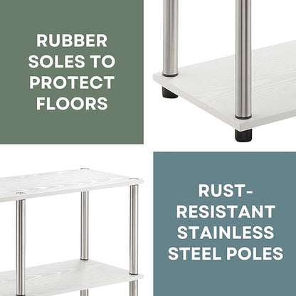 Convenience Concepts Designs2Go No Tools 3 Tier Wide Console Table 42" - Modern Multipurpose Accent with Shelves for TV Media Center, Office Desk Extension, Entryway Display, & Home Storage, White