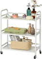 HDANI 3 Tier Metal Rolling Heavy Cart Supports 40 Lbs Per Tier,Rolling Cart with 2 Lockable Wheels for Office,Home,Bedroom,Kitchen,Bathroom(White)…