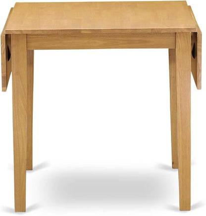 East West Furniture NDBO5-OAK-W 5 Piece Kitchen Table Set for 4 Includes a Rectangle Dining Room Table with Dropleaf and 4 Solid Wood Seat Chairs, 30x48 Inch, Oak