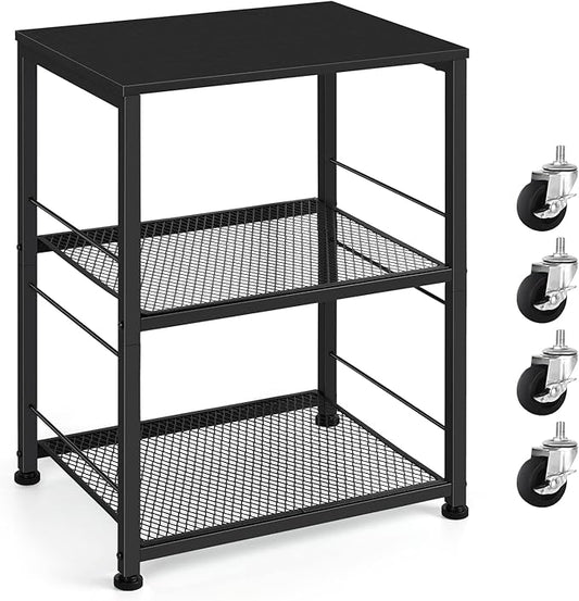 OYEAL Black Night Stand Industrial End Table with Storage Shelf Narrow Side Table for Small Spaces, Farmhouse Bedside Table for Living Room Bedroom, Stable Metal Frame (Black)