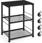 OYEAL Black Night Stand Industrial End Table with Storage Shelf Narrow Side Table for Small Spaces, Farmhouse Bedside Table for Living Room Bedroom, Stable Metal Frame (Black)