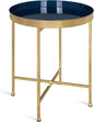 Kate and Laurel Celia Metal Foldable Round Accent Table, 18.25" x 18.25" x 22", Navy Surface and Gold Frame, Modern Minimalist Design and Detachable Magnetic Tabletop