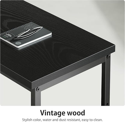 55" Computer Desk with Drawers, Desks for Bedrooms, Writing Desk with Storage, Work Desk for Small Space, Black